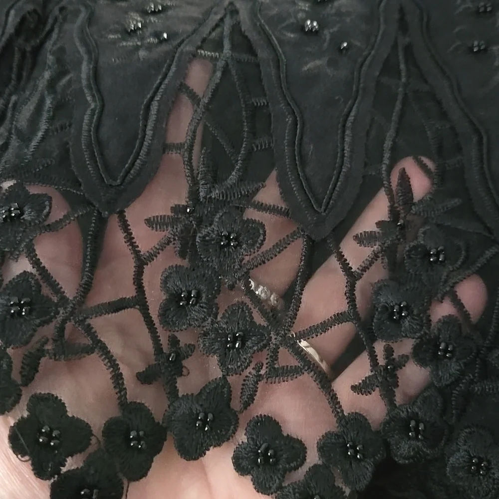 Joseph Ribkoff Black Cropped Pants with Lace Detail - Picture 6 of 6